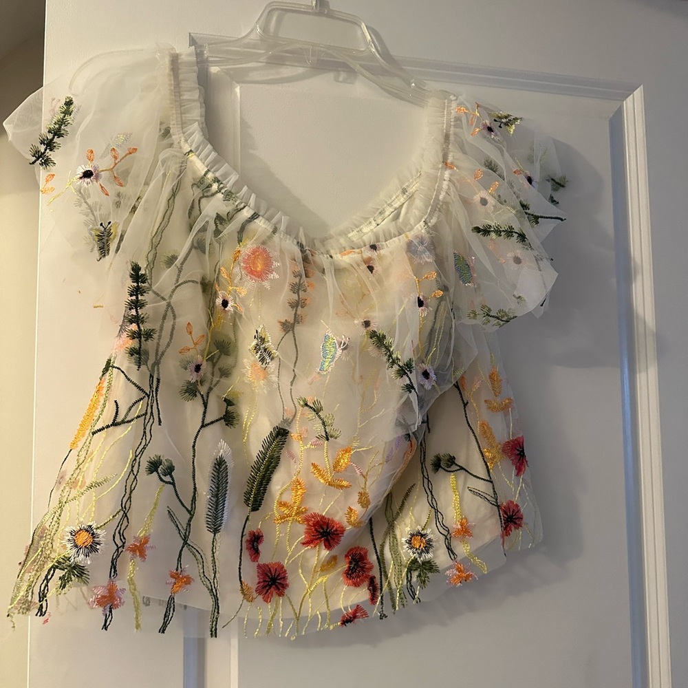 Lucy Paris Floral Mesh Top